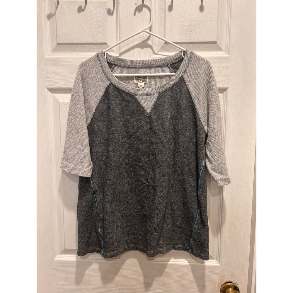 Converse One Star Womens Gray Colorblock Raglan 3/4 Sleeve Baseball Tee Large